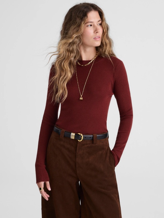 Madewell Sweaters - NWT Madewell Size Medium Double Layered Crewneck Sweater in Merino-Silk Rust